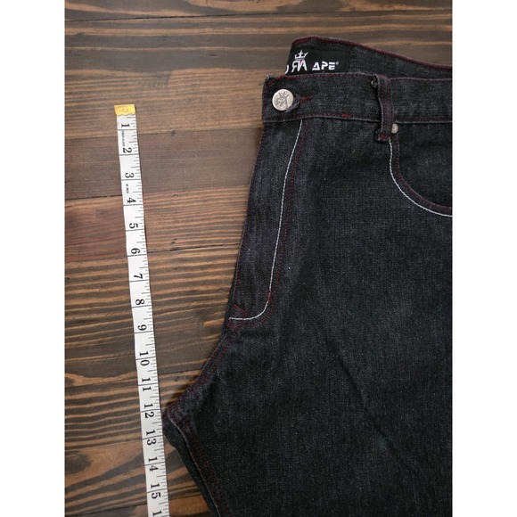 Red Ape Jeans Men's 40-42/29 Black Red Embroidered Y2K Hip Hop Streetwear Skater - Picture 6 of 11